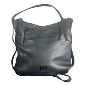Kooba Black Leather Crossbody Bag Slouchy Zip Front Adjustable Strap Purse